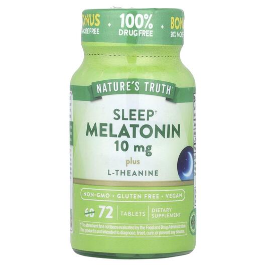 Основне фото товара Melatonin Plus L-Theanine 10 mg, Мелатонін, 72 таблеток