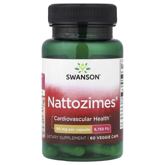 Основне фото товара Swanson, Nattozimes 195 mg 6750 FU, Наттокіназа, 60 капсул