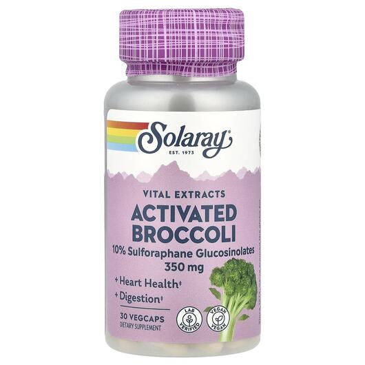 Основне фото товара Solaray, Broccoli Seed 350 mg, Екстракт Броколі 350 мг, 30 капсул