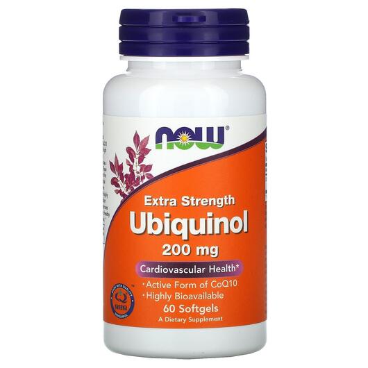 Основне фото товара NOW, Ubiquinol 200 mg, Убіхінол, 60 капсул
