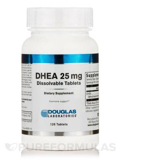 Основне фото товара DHEA 25 mg Dissolvable, Дегідроепіандростерон, 120 таблеток