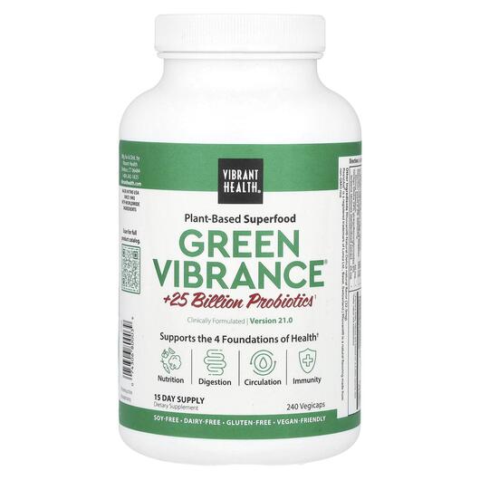 Основне фото товара Vibrant Health, Green Vibrance, Суперфуд, 240 капсул