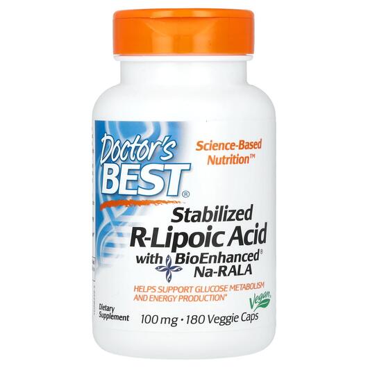 Основне фото товара R-Lipoic Acid + Na-RALA, R-ліпоєва кислота 100 мг, 180 капсул
