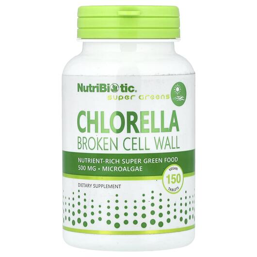 Основне фото товара NutriBiotic, Chlorella Microalgae 500 mg, Хлорела, 150 таблеток