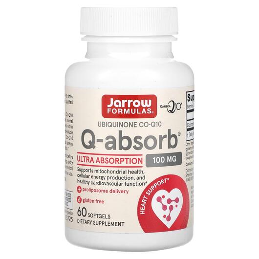 Основне фото товара Jarrow Formulas, Q-absorb Co-Q10 100 mg, Co-Q10 100 мг, 60 капсул