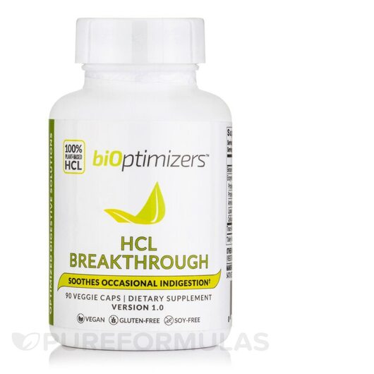 Основне фото товара BiOptimizers, HCL Breakthrough, Бетаїн Гідрохлорид, 90 капсул