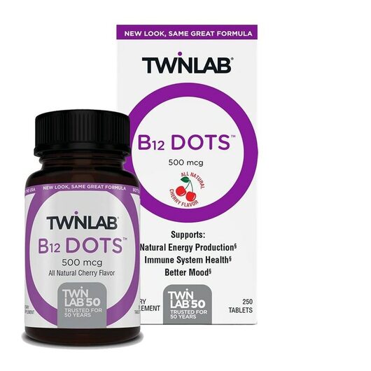 Основне фото товара B12 Dots 500 mcg Cherry Flavor, Вітамін B12 Кобаламін, 250 таблет