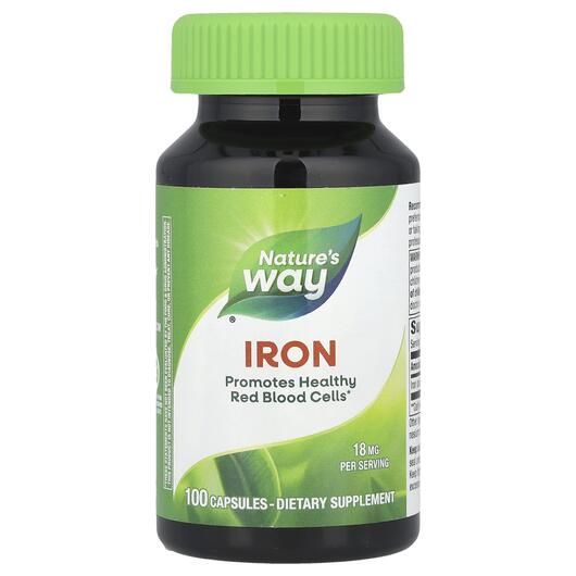 Основне фото товара Nature's Way, Iron 18 mg, Залізо 18 мг, 100 капсул