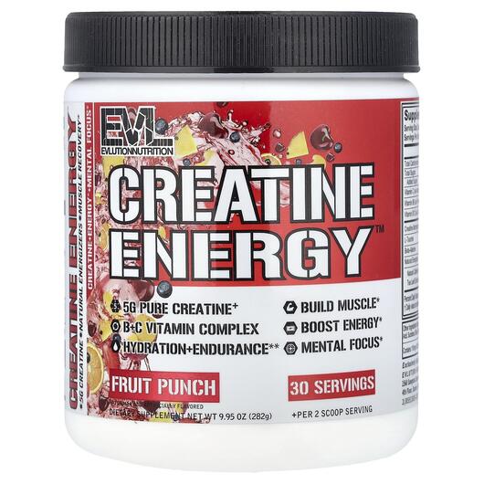 Основне фото товара Creatine Energy Fruit Punch, Енергетичний напій, 282 г