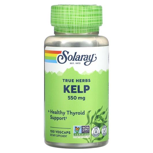 Основне фото товара Solaray, True Herbs Kelp 550 mg, Ламінария, 100 Vegcaps