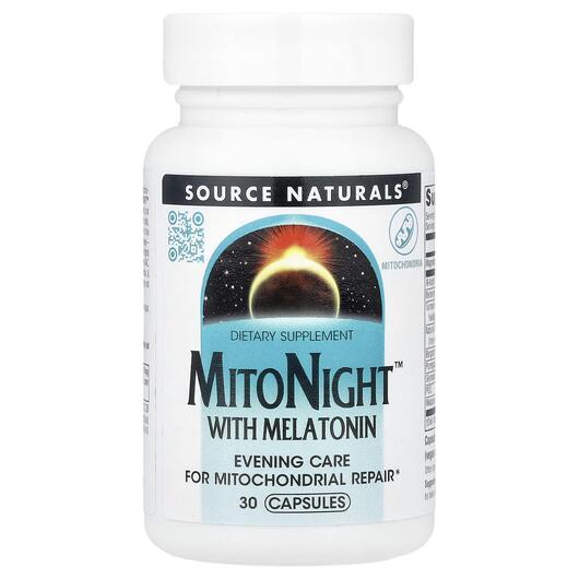 Основне фото товара Source Naturals, MitoNight With Melatonin, Мелатонін, 30 капсул