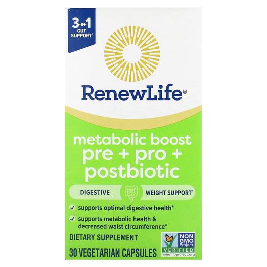 Основне фото товара Metabolic Boost Pre + Pro + Postbiotic, Жироспалювачі, 30 капсул