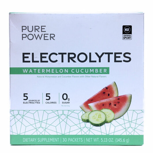 Основне фото товара Pure Power Electrolytes Watermelon Cucumber, Електроліти, 30 шт