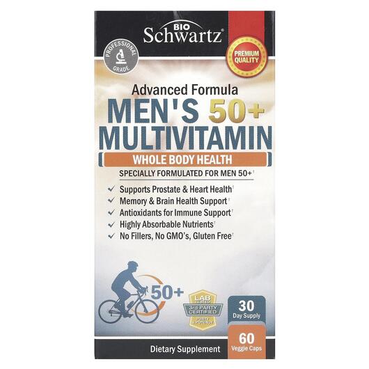Основне фото товара Advanced Formula Men's 50+ Multivitamin, Мультивітаміни, 60 