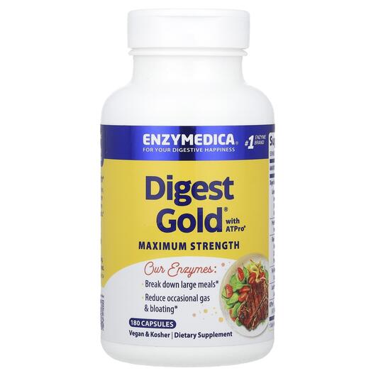Основне фото товара Enzymedica, Digest Gold with ATPro, Ферменти з ATPro, 180 капсул