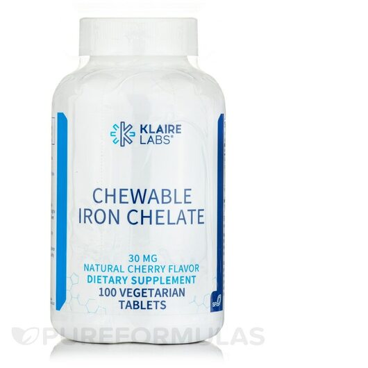 Основне фото товара Chewable Iron Chelate Natural Cherry, Жувальне Залізо, 100 таблет