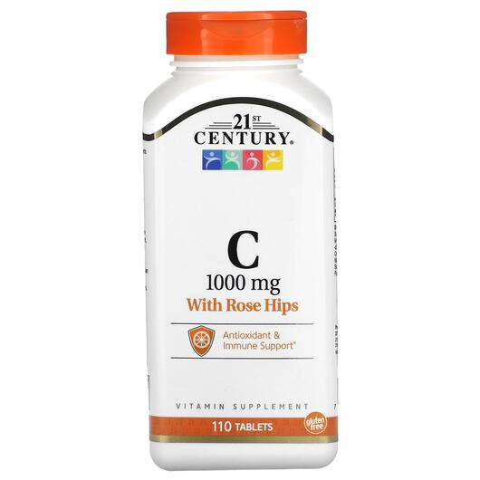 Основне фото товара 21st Century, C 1000 mg, Вітамін С с шипшиною, 110 таблеток