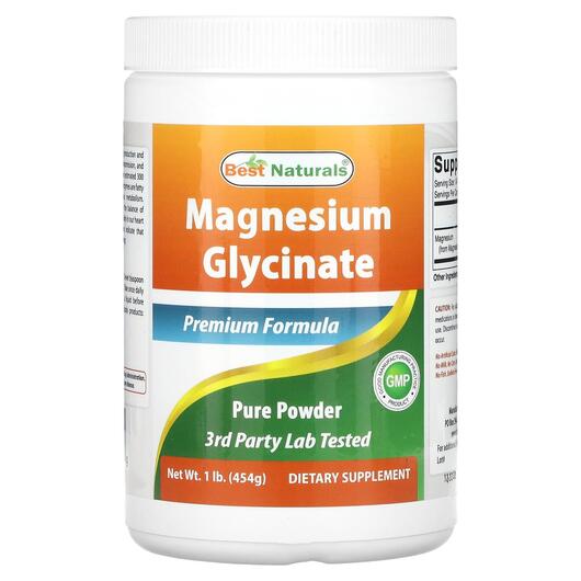 Основне фото товара Best Naturals, Magnesium Glycinate, Гліцинат магнію, 454 г