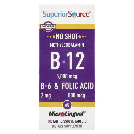 Основне фото товара No Shot Methylcobalamin B-12 B-6 &, Метилкобаламін B12, 60 та