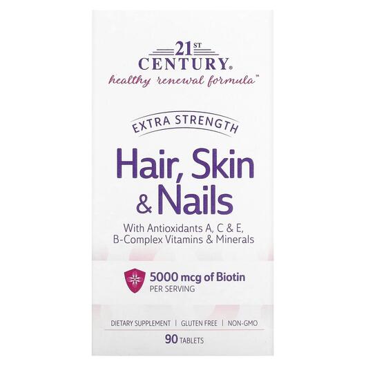 Основне фото товара 21st Century, Hair Skin Nails, Біотин 5000 мкг, 90 таблеток