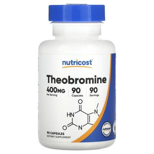 Основне фото товара Nutricost, Theobromine 400 mg, Вітамін E Токофероли, 90 капсул