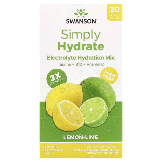 Основне фото товара Simply Hydrate Electrolyte Hydration Mix, Електроліти, 30 шт