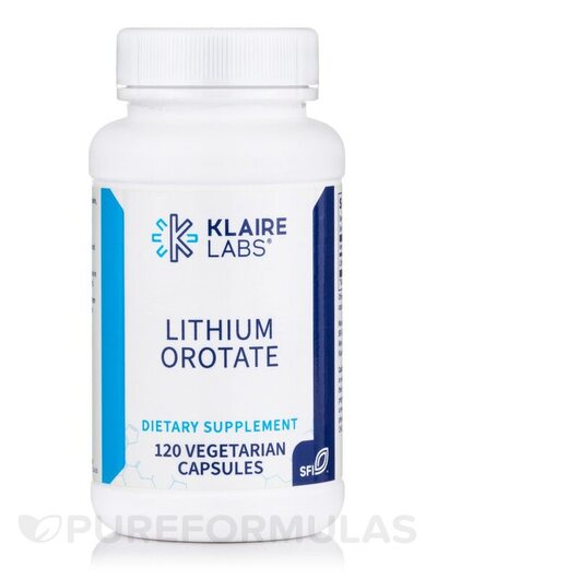 Основне фото товара Klaire Labs, Lithium Orotate, Літій, 120 капсул