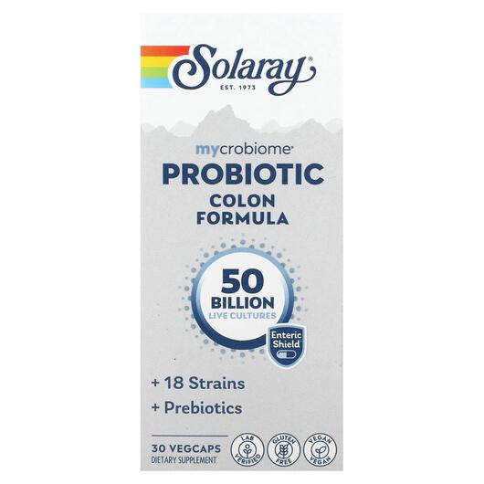 Основне фото товара Solaray, Probiotic Colon Formula, Пробіотики, 30 капсул