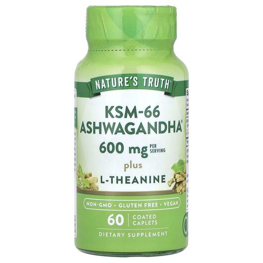 Основне фото товара KSM-66 Ashwagandha Plus L-Theanine 600 mg, Ашваганда, 60 таблеток