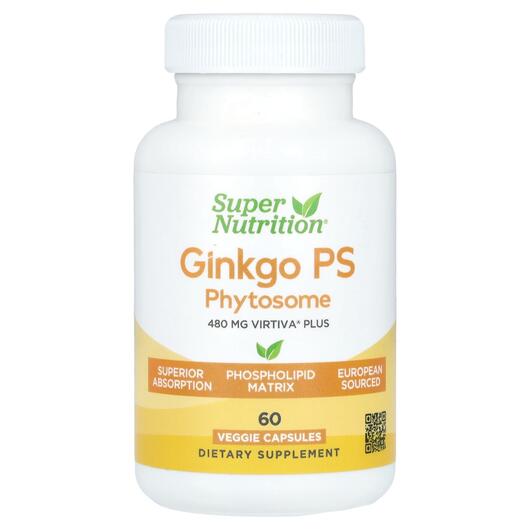 Основне фото товара Ginkgo Biloba Phytosome 480 mg, Гінкго Білоба, 60 капсул