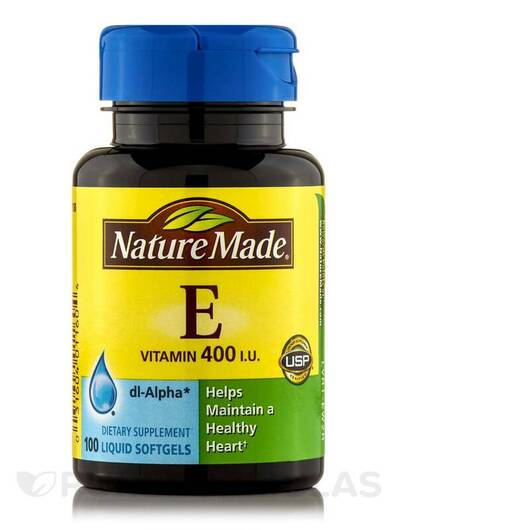 Основне фото товара Nature Made, Vitamin E 400 IU, Вітамін E Токофероли, 100 капсул