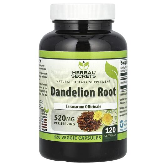 Основне фото товара Herbal Secrets, Dandelion Root 520 mg, Кульбаба, 120 капсул