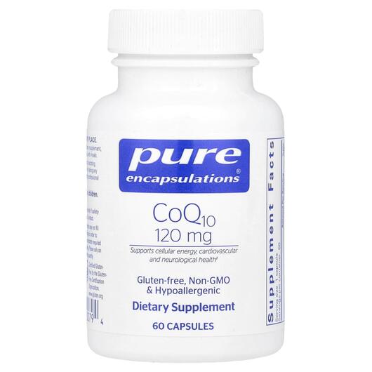 Основне фото товара Pure Encapsulations, CoQ10 120 mg, Коензим CoQ10, 60 капсул
