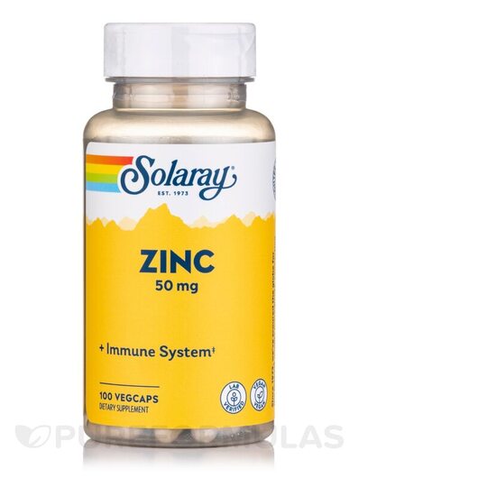 Основне фото товара Solaray, Zinc 50 mg, Цинк, 100 капсул