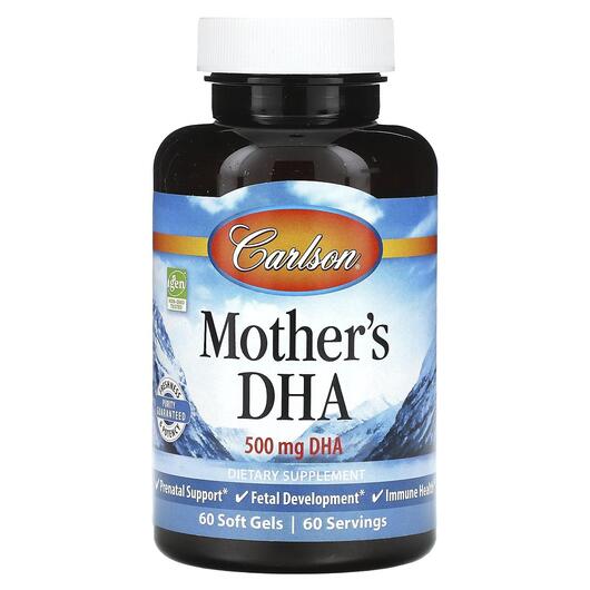 Основне фото товара Carlson, Mother's DHA 500 mg, ДГК, 60 капсул