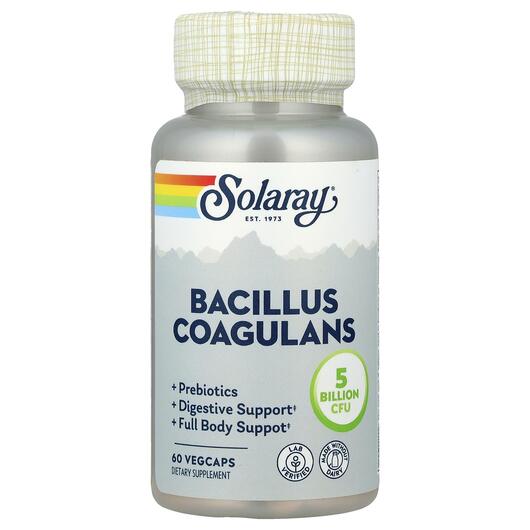 Основне фото товара Bacillus Coagulans 5 Billion, Пробиотики 5 мільярдів, 60 капсул