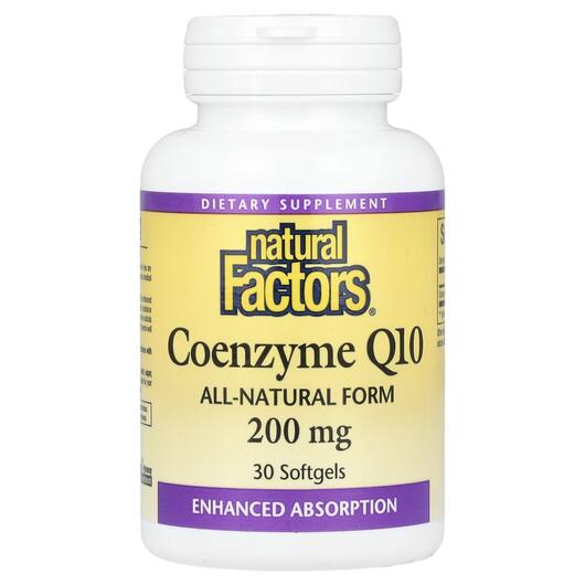 Основне фото товара Natural Factors, Coenzyme Q10 200 mg, Коензим CoQ10, 30 капсул