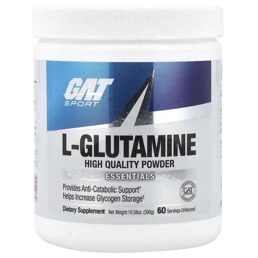 Основне фото товара GAT, L-Glutamine Unflavored, L-Глутамін, 300 г