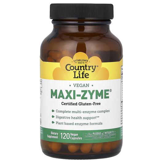 Основне фото товара Country Life, Maxi-Zyme Caps, Ферменти, 120 капсул