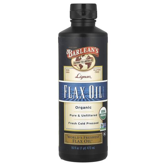 Основне фото товара Organic Lignan Flax Oil, Barlean's Органічне лляне масло, 47