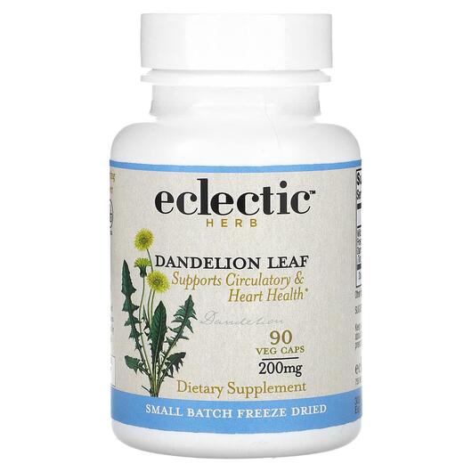 Основне фото товара Eclectic Herb, Dandelion Leaf 200 mg, Кульбаба 200 мг, 90 капсул