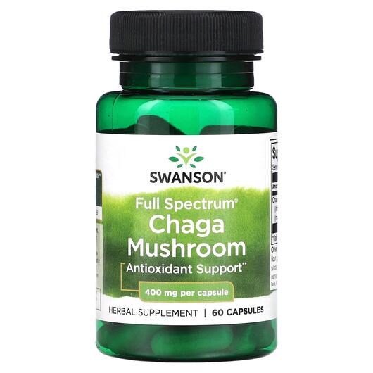 Основне фото товара Full Spectrum Chaga Mushroom 400 mg, Гриби Чага, 60 капсул
