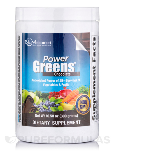 Основне фото товара NuMedica, Power Greens Chocolate Flavor, Супергрінс, 300 г