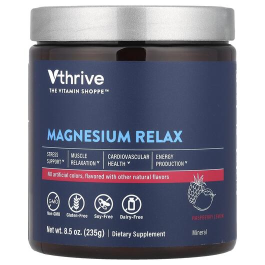 Основне фото товара Vthrive, Magnesium Relax Raspberry Lemon, Магній карбонат, 235 г