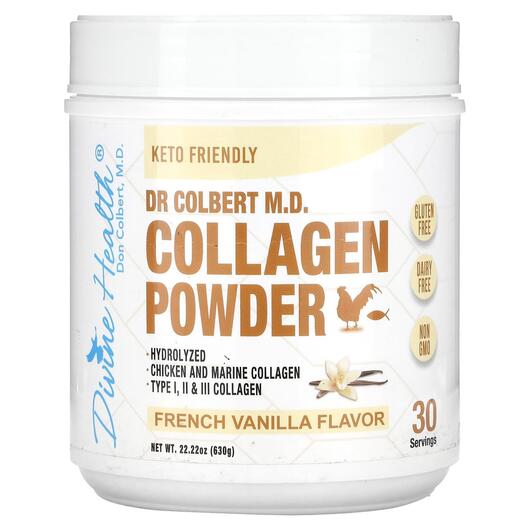 Основне фото товара Dr. Colbert M.D. Collagen Powder French Vanilla, Колаген, 630 г
