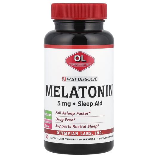 Основне фото товара Fast Dissolve Melatonin Strawberry 5 mg, Мелатонін, 60 таблеток