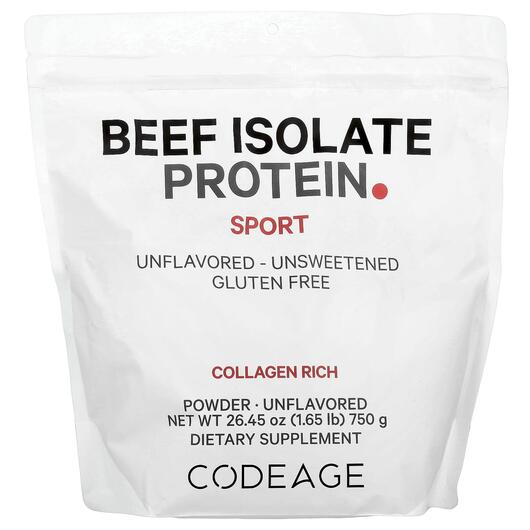 Основне фото товара CodeAge, Beef Isolate Protein Sport, Колаген з яловичини, 750 г