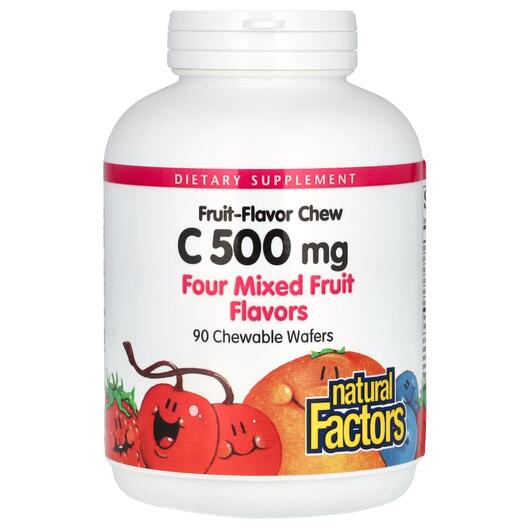 Основне фото товара Chew C 500 mg Four Mixed Fruit, Вітамін C Жувальний, 90 Wafers