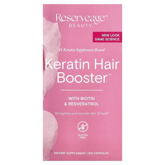 Основне фото товара ReserveAge Nutrition, Keratin Hair Booster, Кератин, 120 капсул