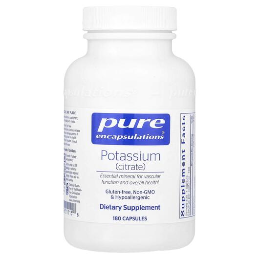 Основне фото товара Pure Encapsulations, Potassium Citrate, Калій, 180 капсул